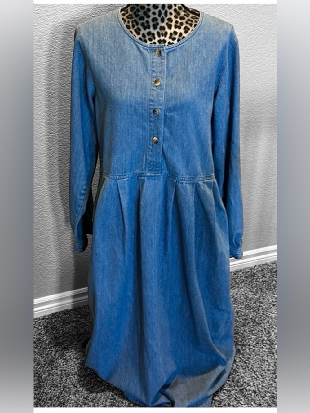 Prairie Dress Women’s Vintage Lands' End long-sleeve denim maxi